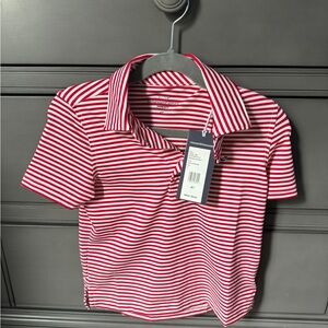 Red and White Striped Kids Polo Shirt